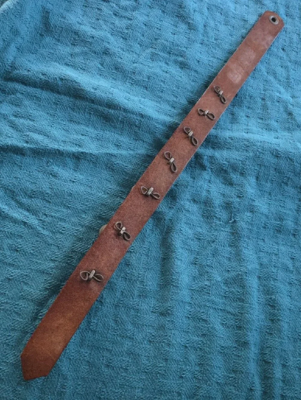 Brown Leather Wrist Strap with Decorative Conchos - Brown